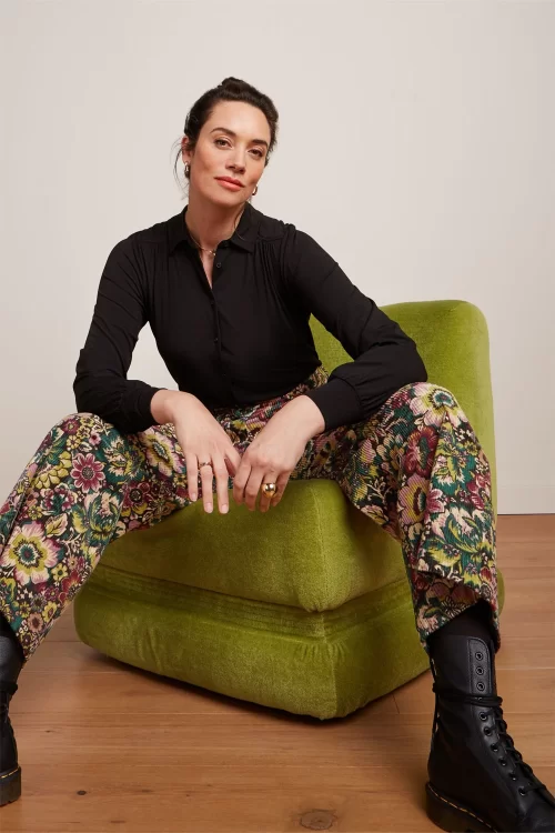 King Louie Carina Light blouse in zwart