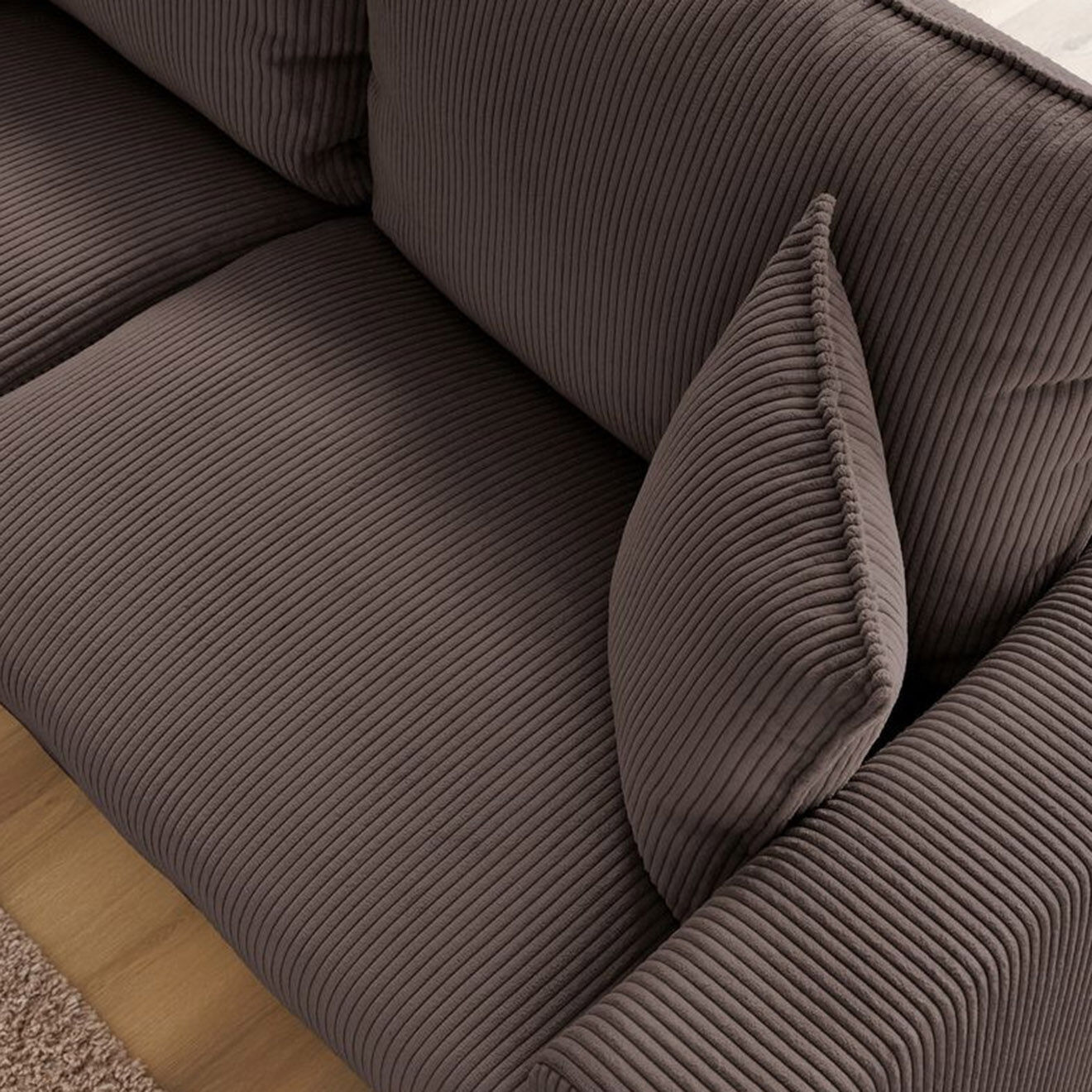 Bobochic Canapé convertible express augustin velours côtelé marron  - 225x96x97 cm