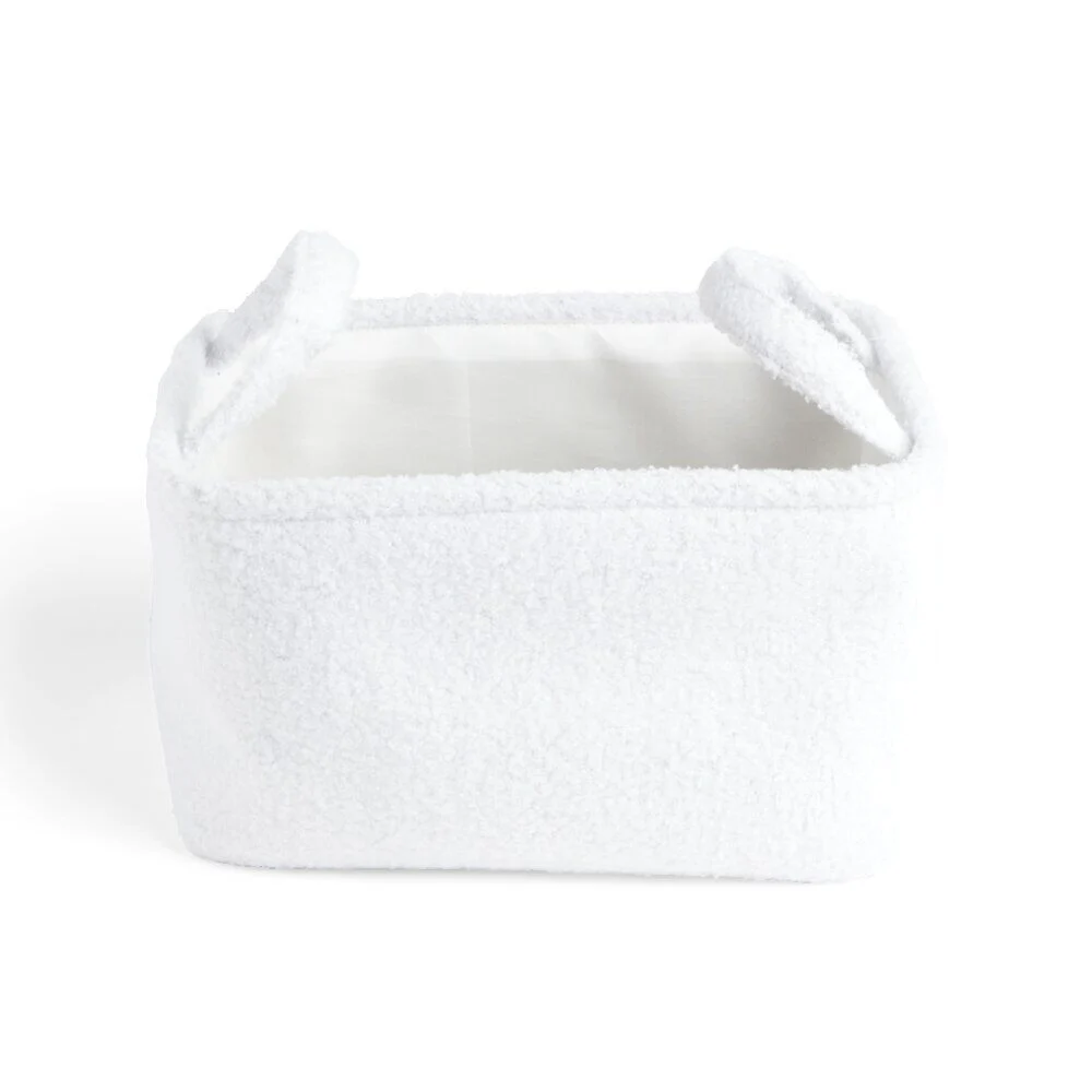 Panière laine bouclée blanche 32x22xH18cm
