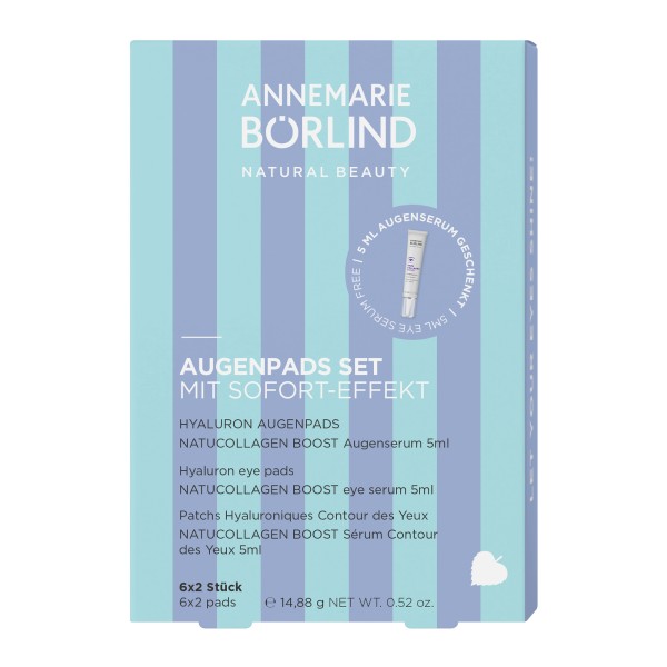 ANNEMARIE BÖRLIND AUGENPADS SET mit Sofort - Effekt 6x2 Stk. + Natu Collagen Boost Augenserum 5ml