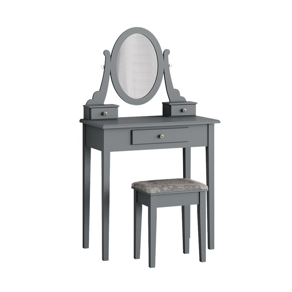 Vicco Schminktisch Frisiertisch Kosmetiktisch Annie Grau Schminkspiegel Hocker 75x134 cm Barock Schlafzimmerkommode Schminkkommode Schublade Ablage Aufbewahrung Frisierkommode Make-Up-Tisch