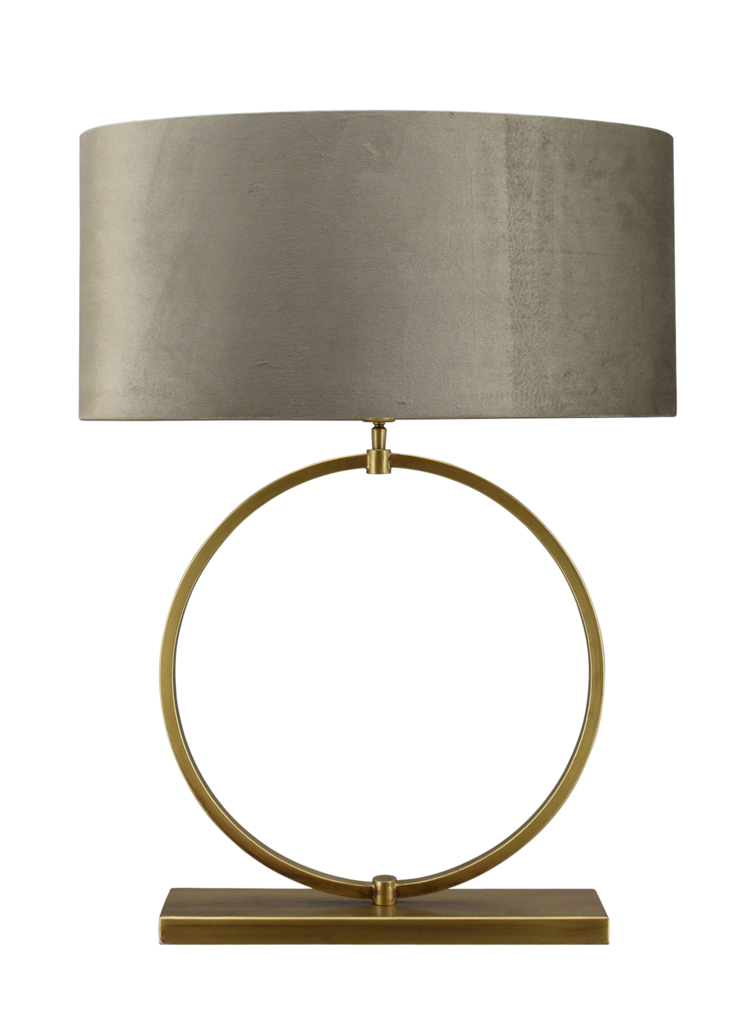 Tafellamp Devon large bronze + kap Ovaal 60x33x28cm Fendi velours earth ( gouden binnenkant )