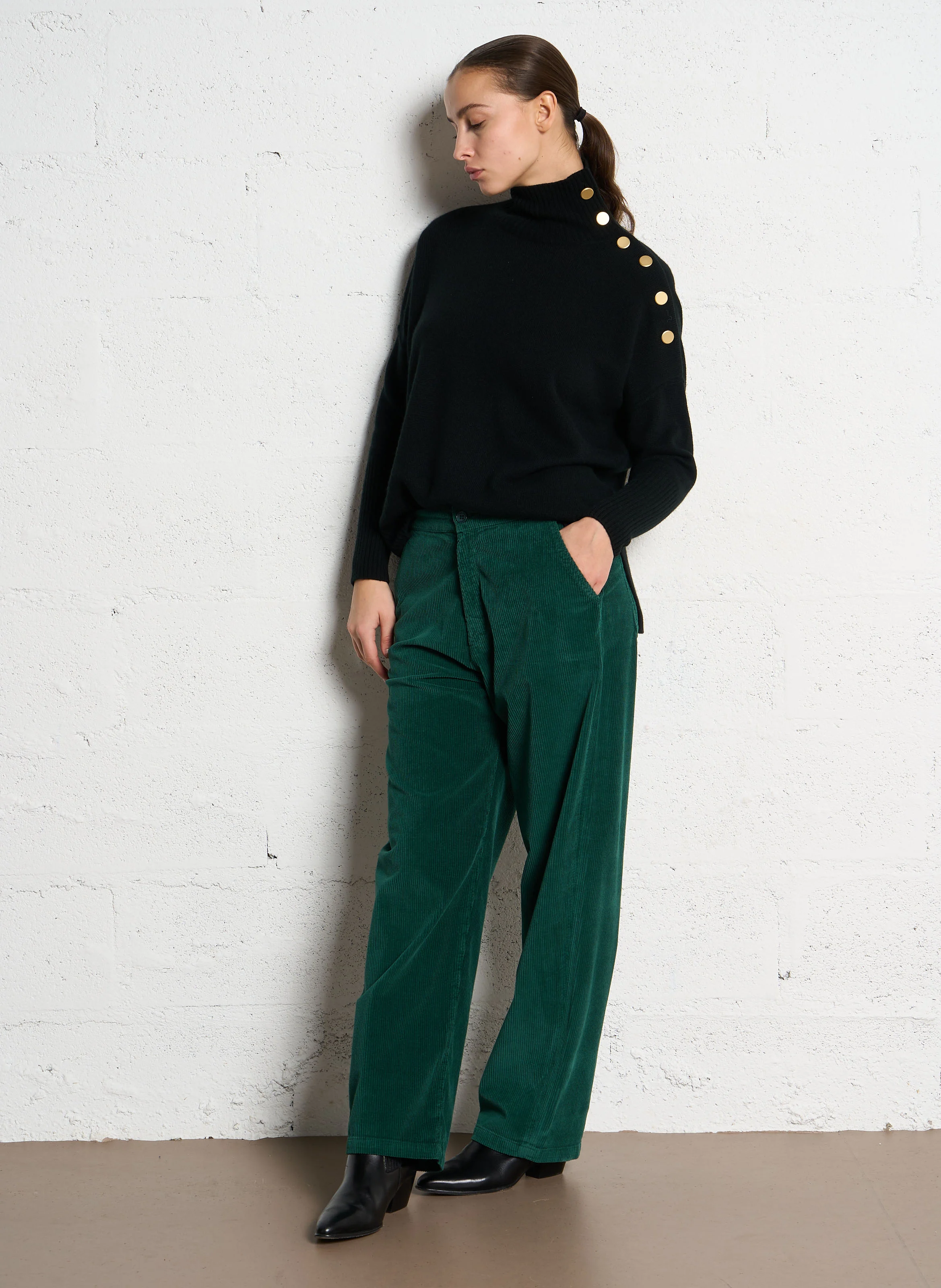 BALTIMORE - Pantalon droit en coton mélangé | Vert