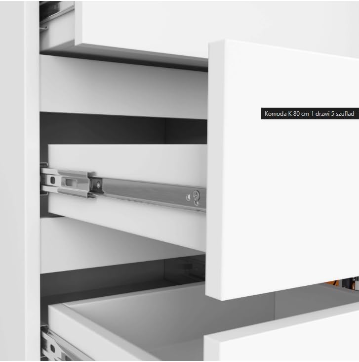 BDW - Kommode mit 5 Schubladen und 1 Tür - 80 cm breit, 97 cm hoch - Schrank, Sideboard, Mehrzweck-, Schuhschrank, Schubladenkommode, Aktenschrank - Wohn-, Schlafzimmer, Flur (Weiss)
