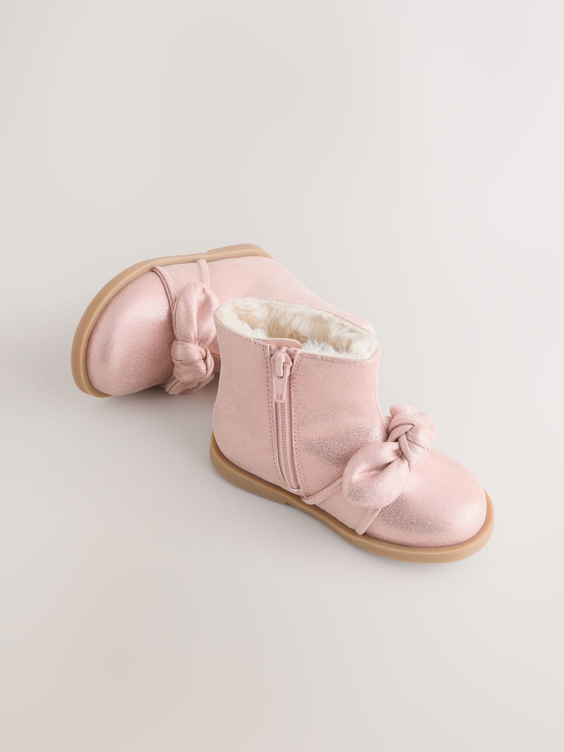 Roze - Metallic laarzen met strik