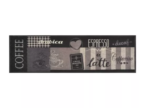 Tapis de cuisine lavable impression café noir 45x150 cm velours