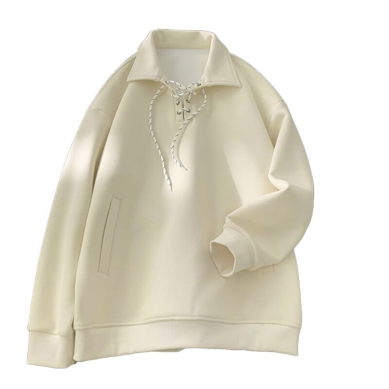 Priam - Sweatshirt met kraag en vetersluiting