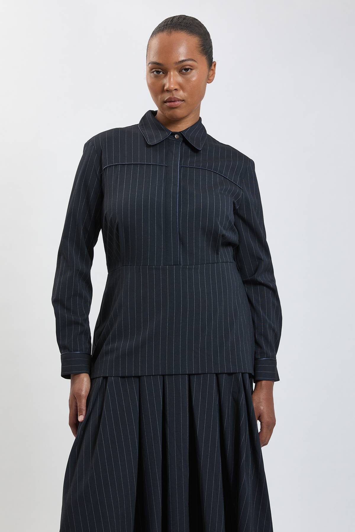 KarenMillen Robe Maxi Grande Taille À Rayures Fines Et Col Tailleur