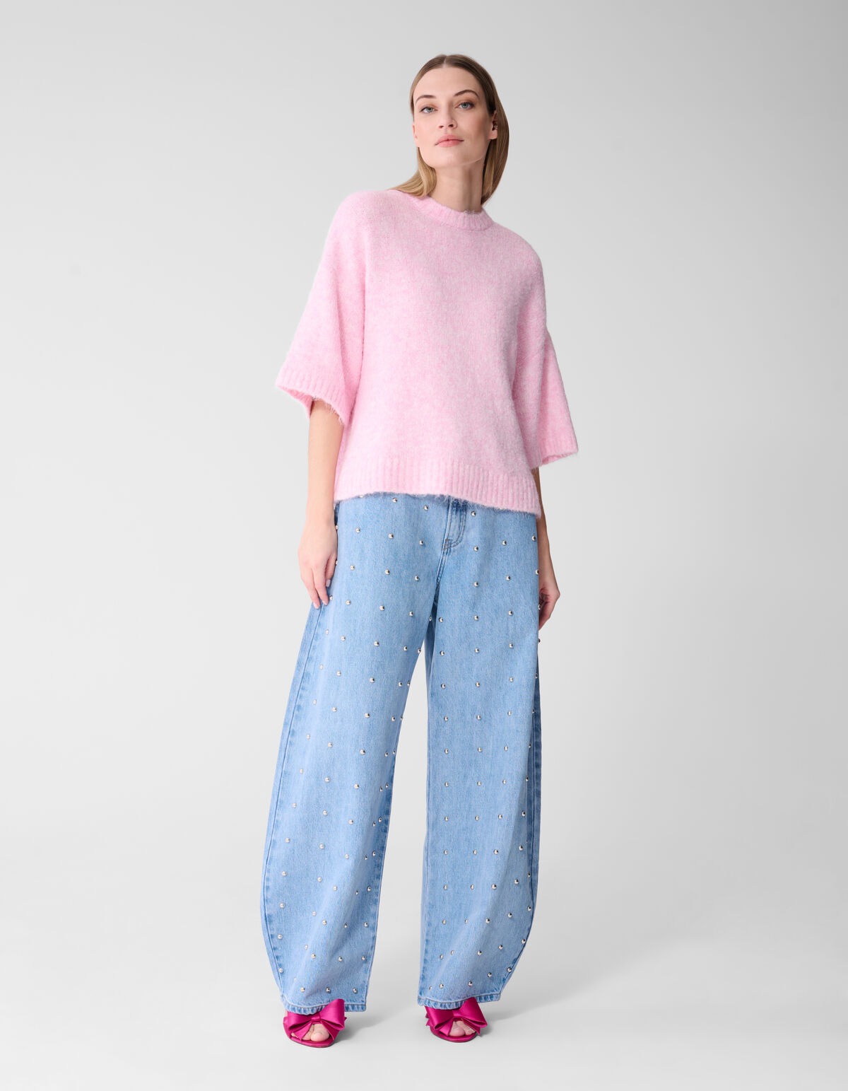 Stud Baggy Fit Jeans Bleached