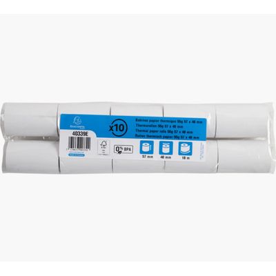 Exacompta - 10 Bobines thermiques - rouleaux TPE - 57 x 40 x 12 mm - sans Bisphénol A