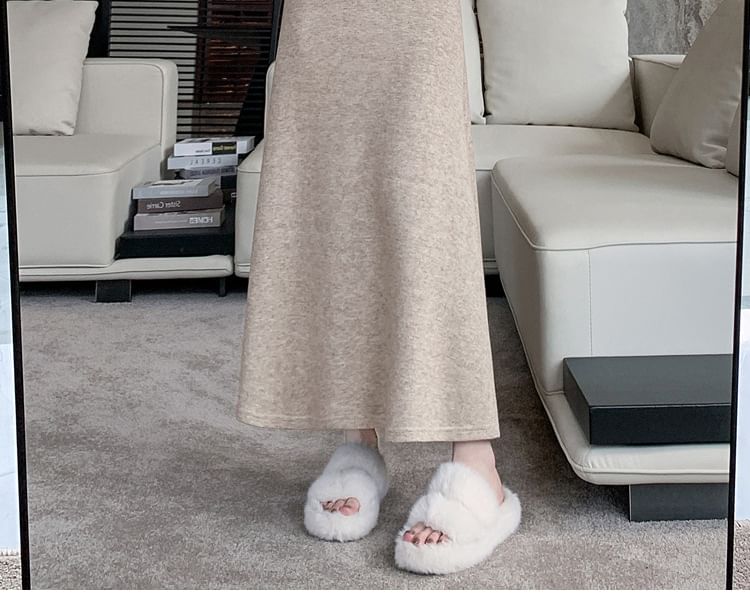 Luminato - Hoge taille effen maxi A-lijn rok