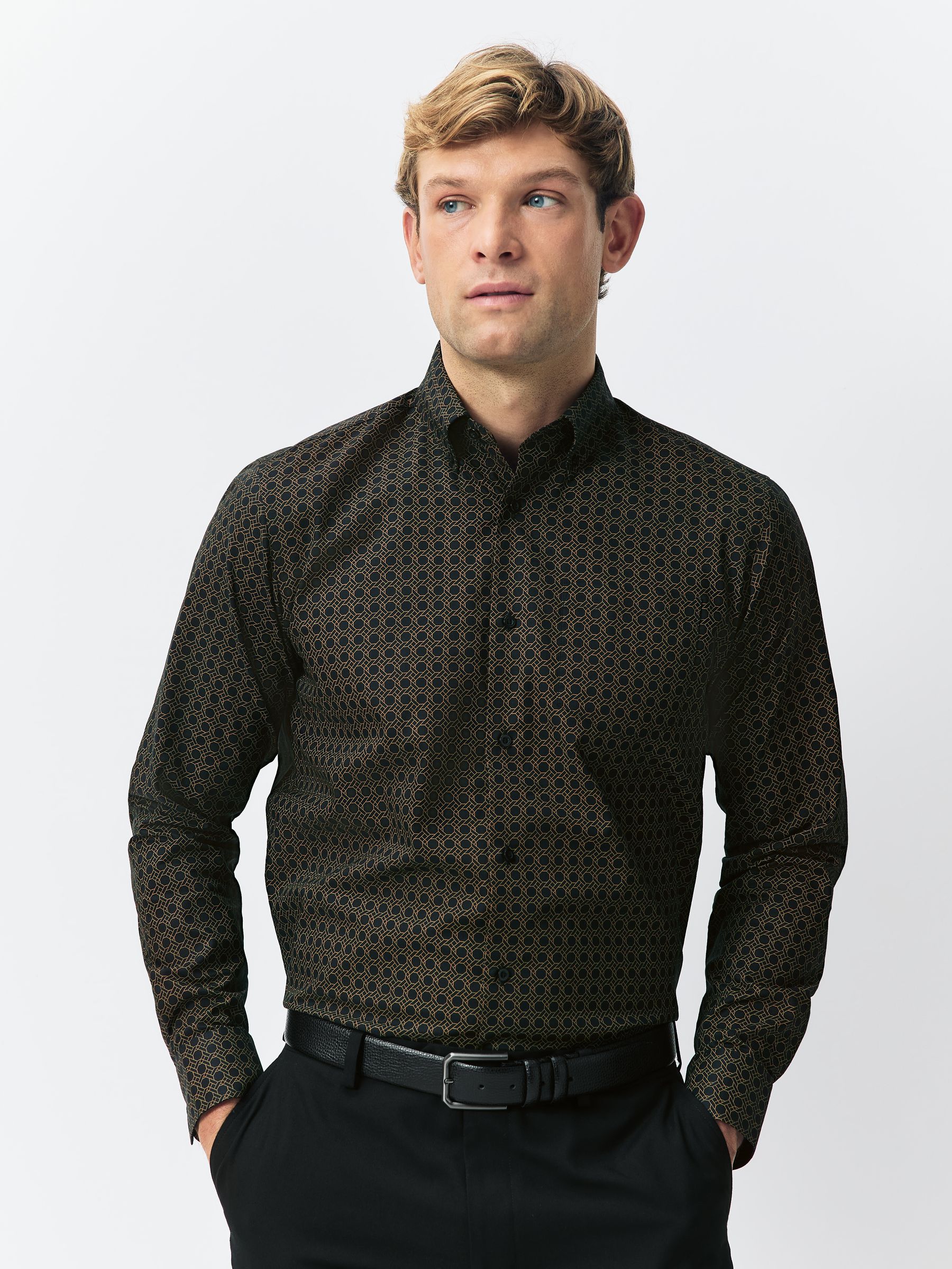 Zwart/goud - Long Sleeve Oxford Shirts 2 Pack
