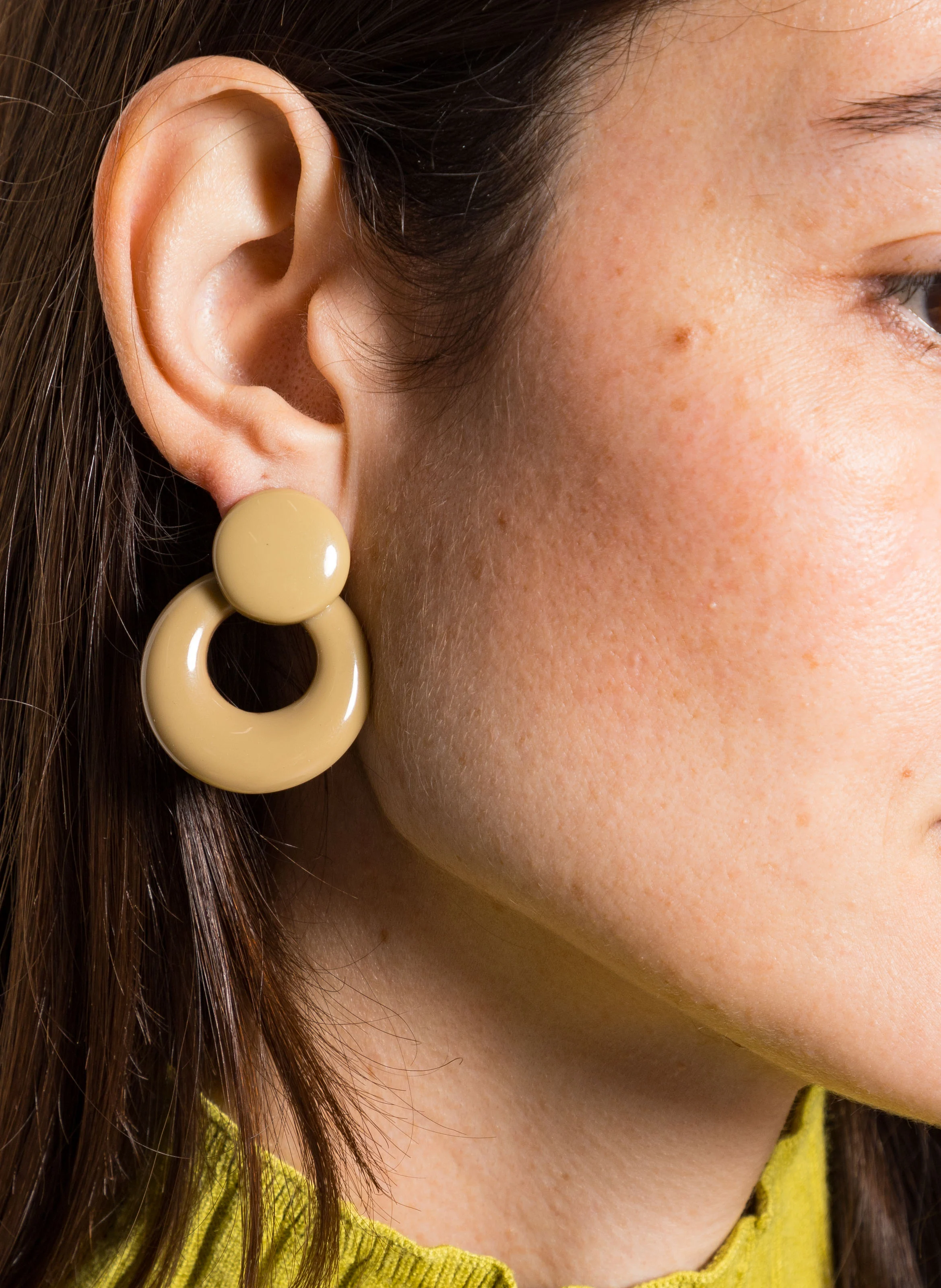 ENZA - Boucles d'oreilles rondes| Beige