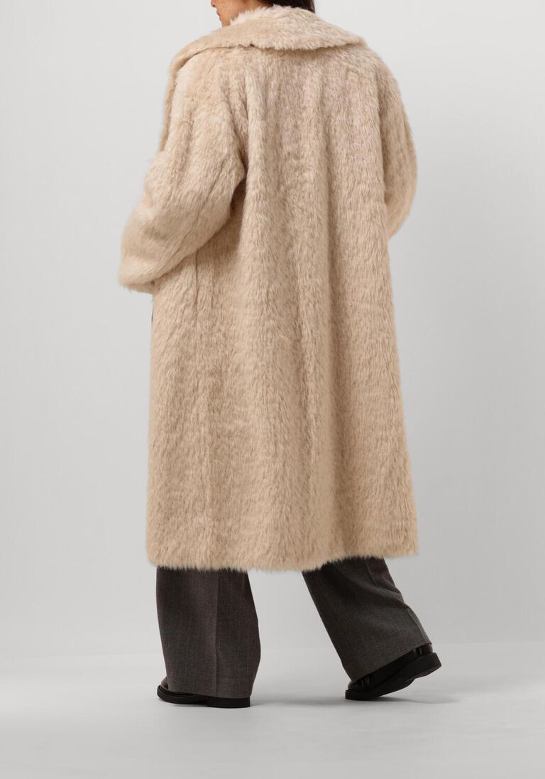 creme stand studio faux fur jas nicole coat