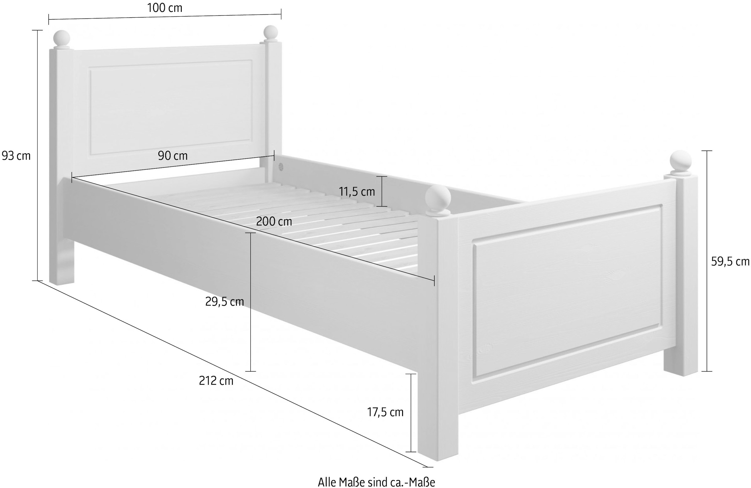 Home affaire Massivholzbett »Mila, hohe Belastbarkeit Jugendbett,! FSC® zertifiziertes Massivholz« Breite/Belastbarkeit 180cm/220 KG, 140cm/180 KG, 90cm/=120 KG,  aus massiver Kiefer, inklusive Lattenrost