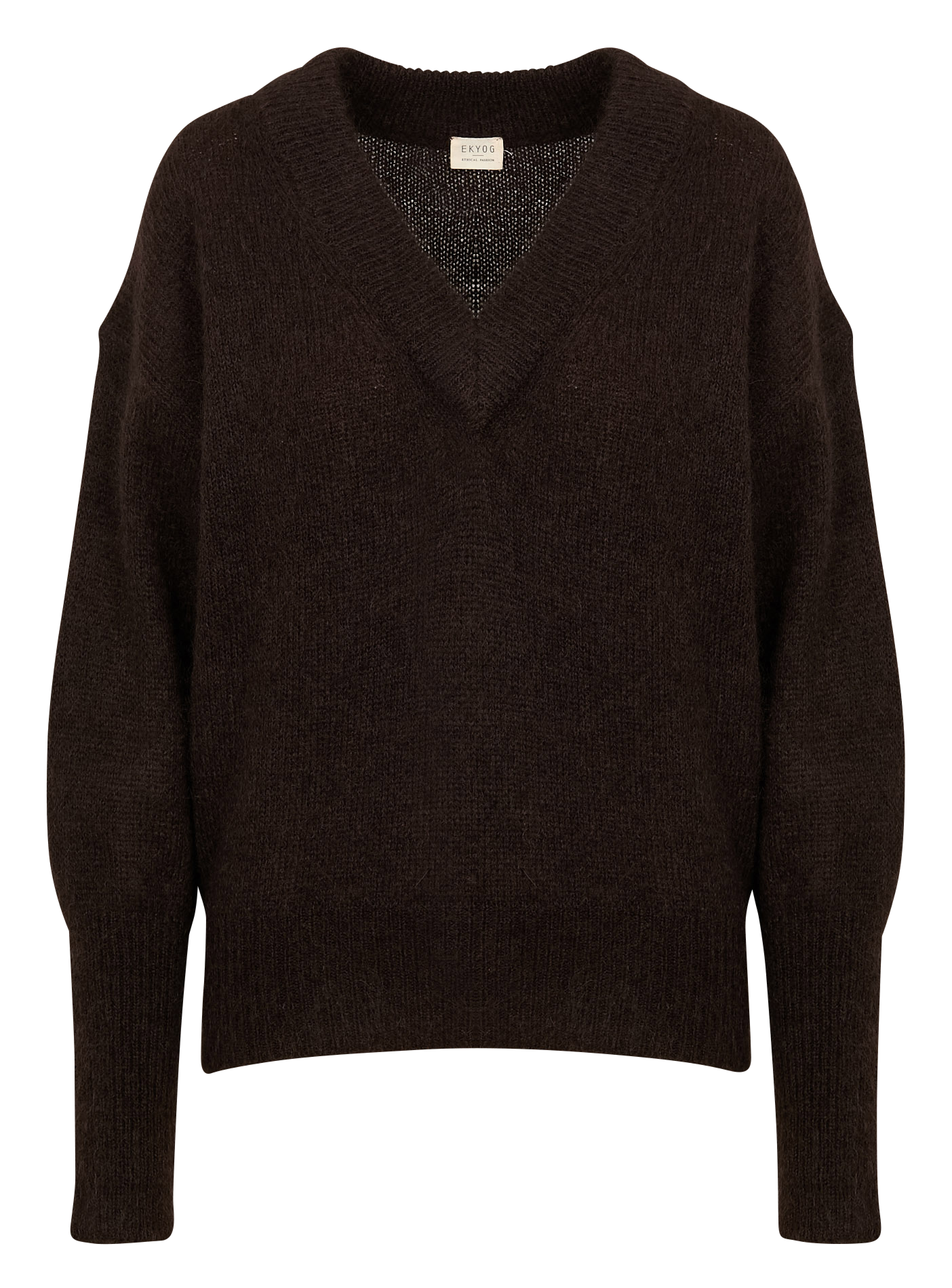 LORE - Pull ample col V en laine et soie | Marron