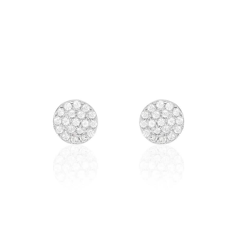 Boucles D'oreilles Puces Angeles Argent Blanc Oxyde De Zirconium