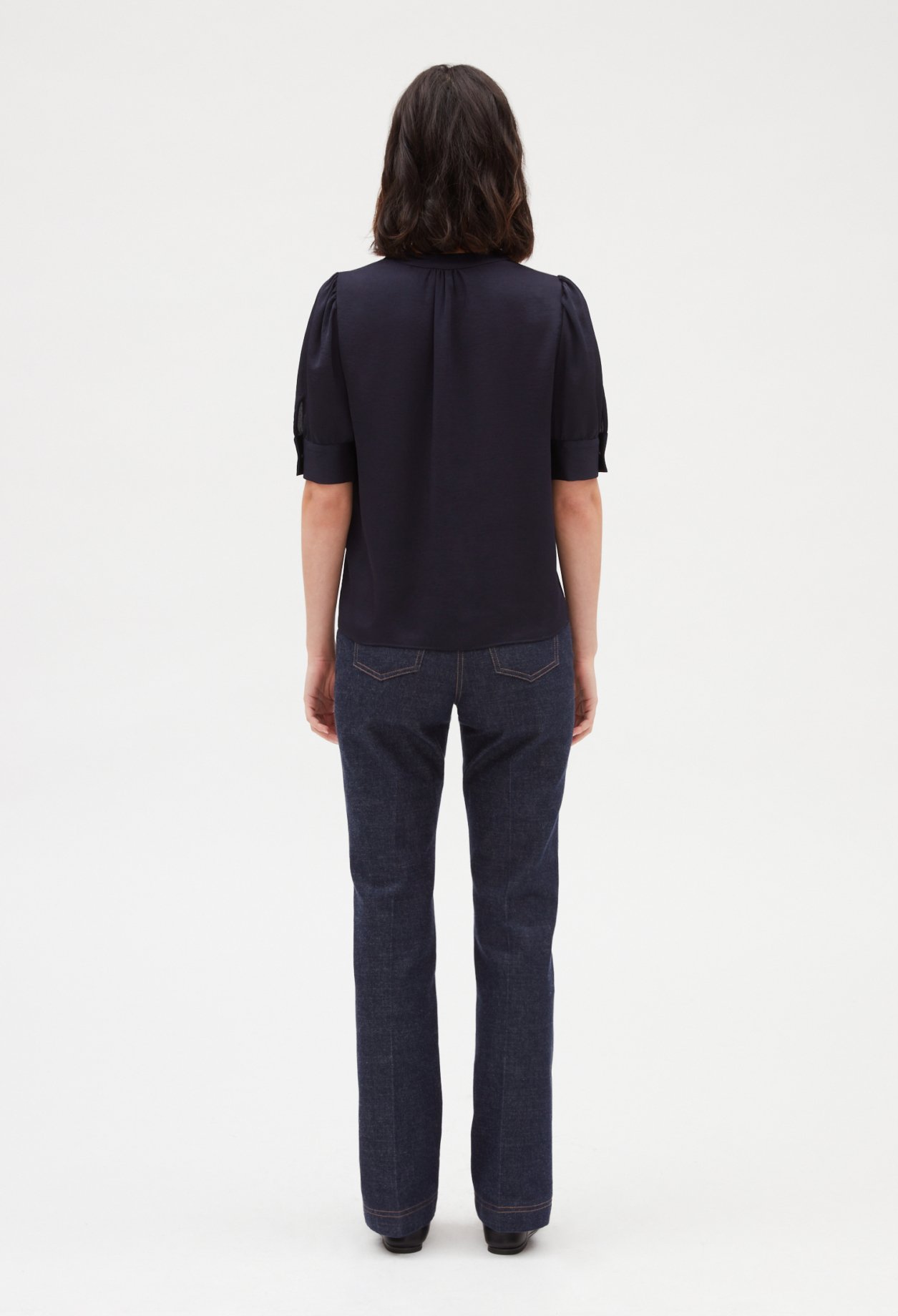 Blouse &agrave; manches courtes marine