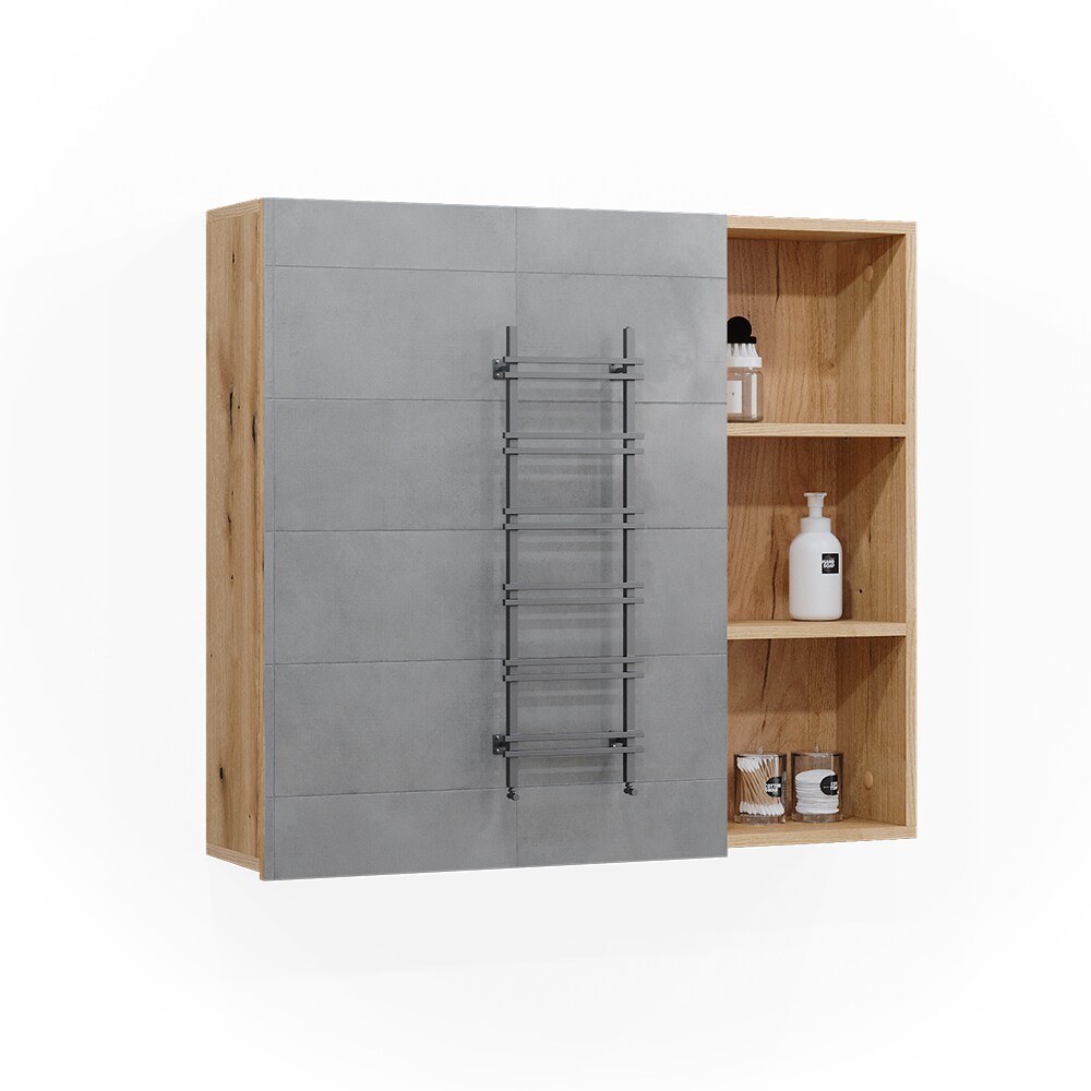 Vicco Spiegelschrank für Badezimmer Rudi 90 x 80,9 cm, Eiche Evoke, Badschrank