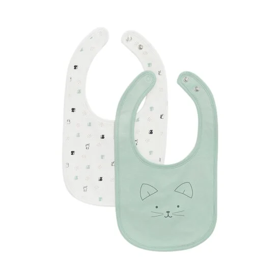 Lot de 2 bavoirs   Chatons / Sauge        de               P'tit bisou