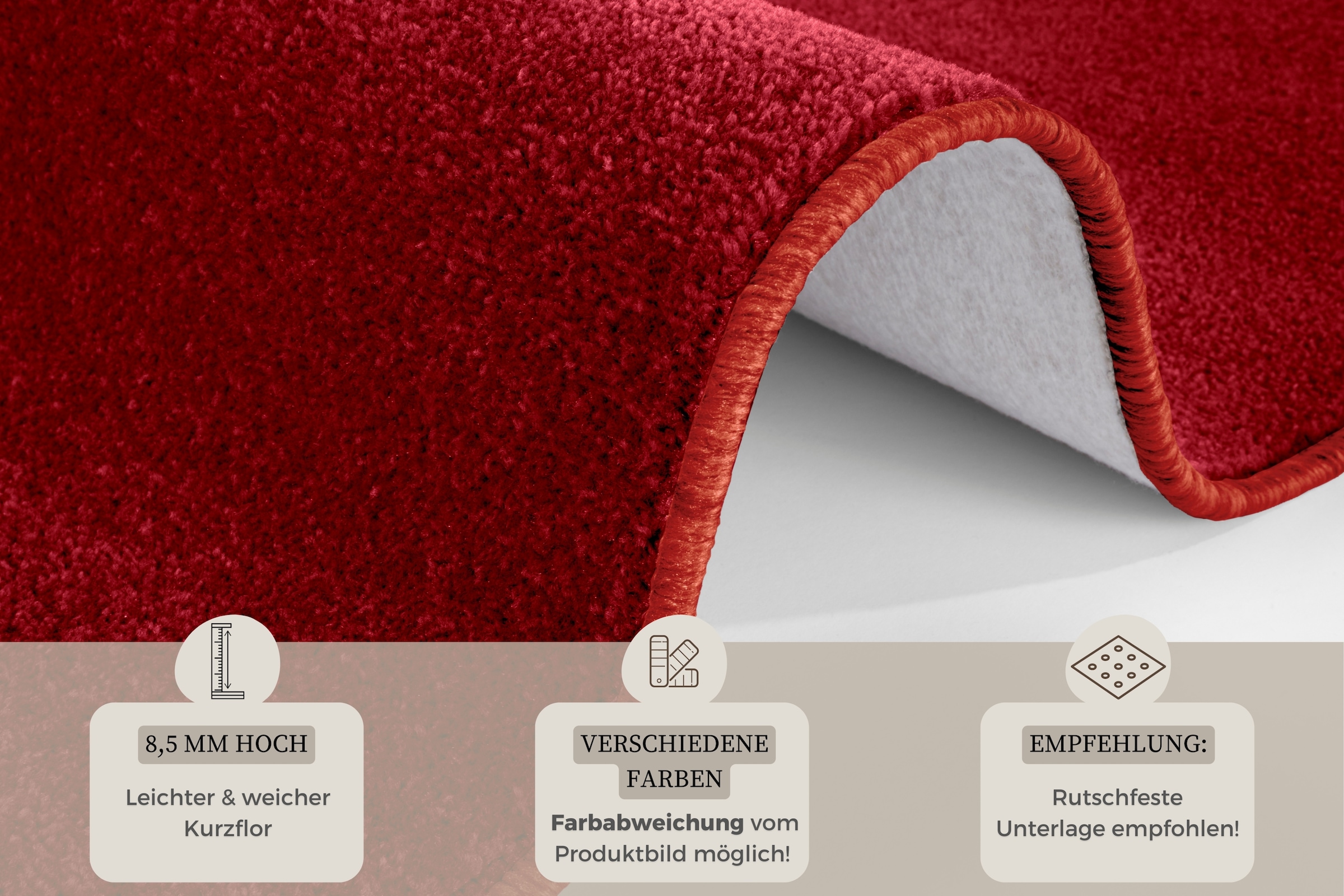 HANSE Home Bettumrandung »Shashi« Höhe 8 mm 3 Stk. tlg. Kurzflor, Unifarben, Teppich, Bettläufer, Bettvorleger, Teppichläufer