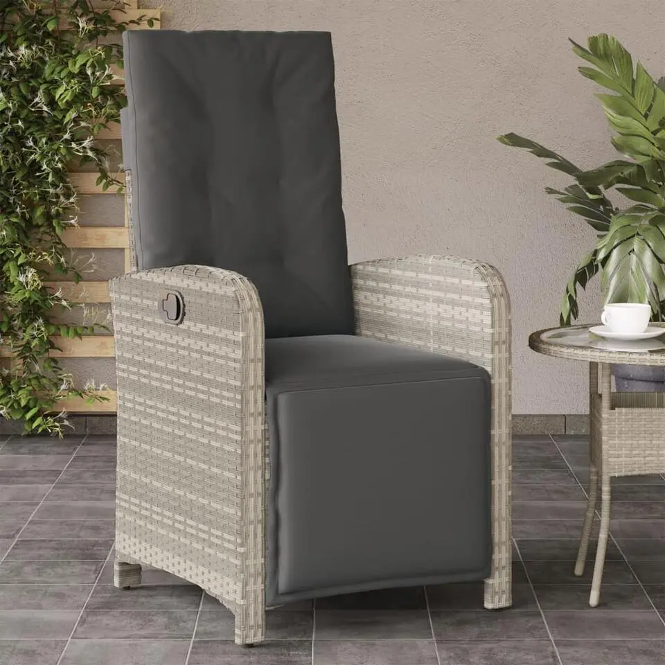 vidaXL - Verstelbare tuinstoelen en voetensteun - Grijs - Poly rattan - 2 stuks