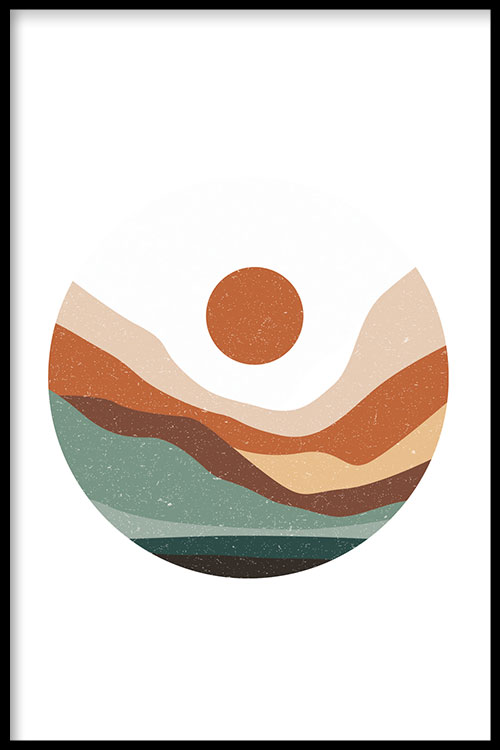 Walljar poster ingelijst - Desert Sunrise Poster ingelijst - 40 x 60 cm