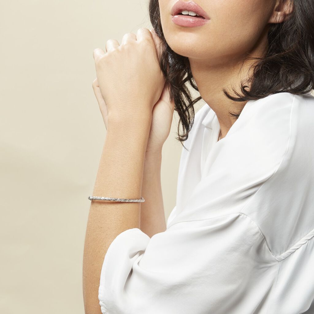 Bracelet Jonc Jennie Diamante Or Blanc