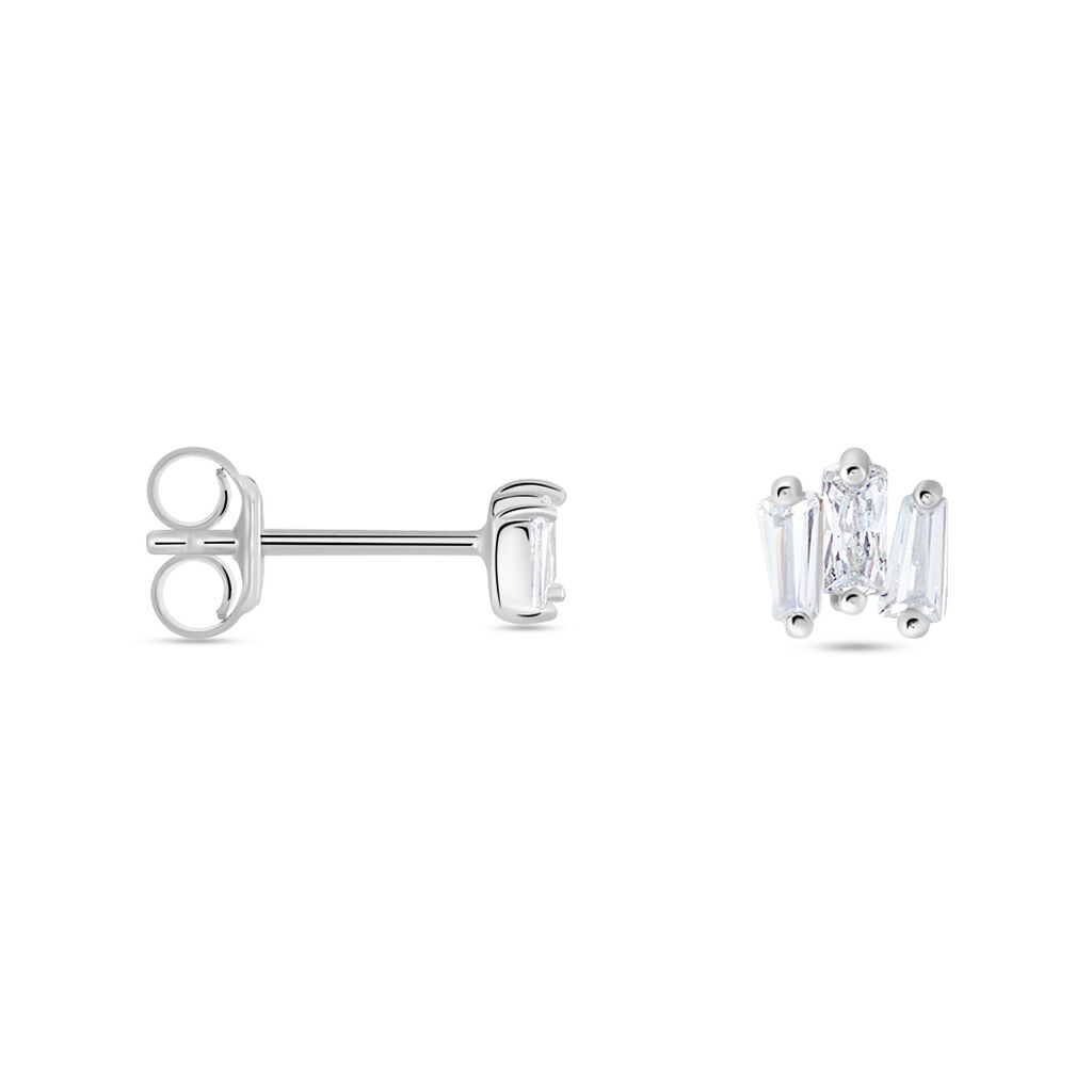 Boucles D'oreilles Puces Adria Argent Blanc Oxyde De Zirconium