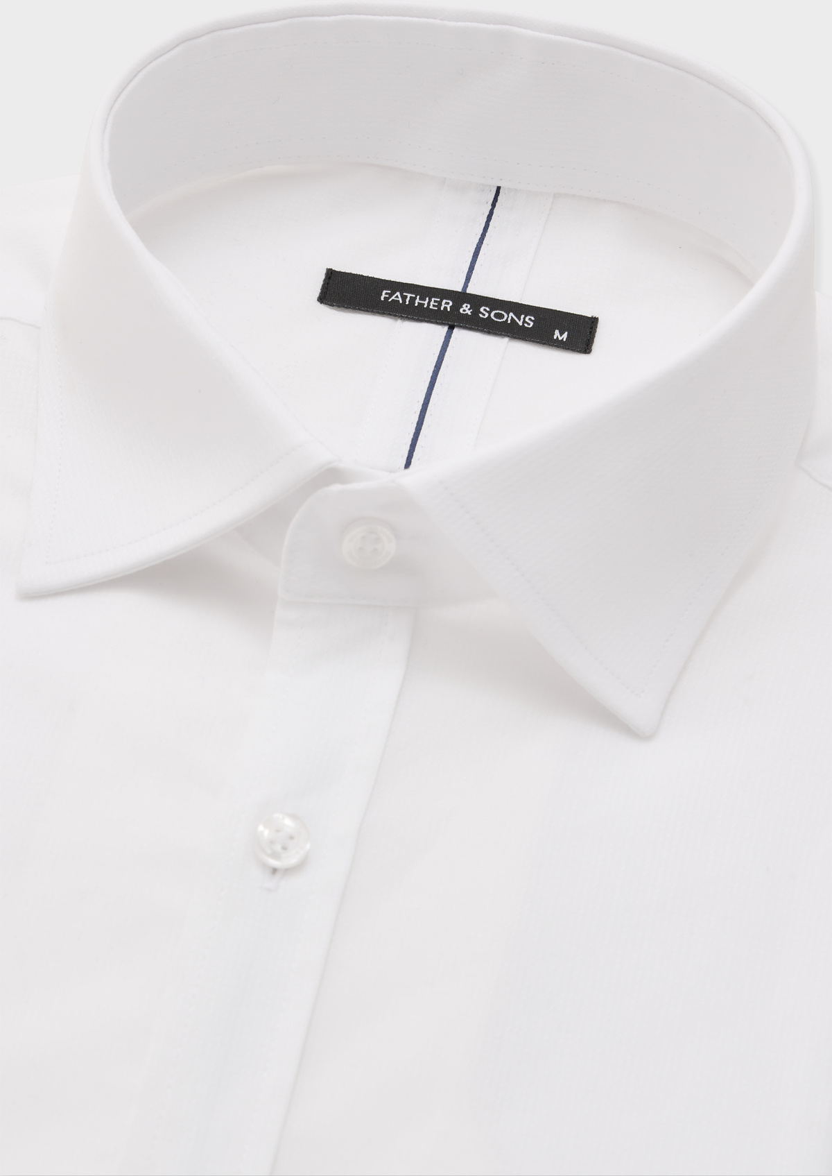 Chemise manches courtes Slim en coton façonné uni blanc