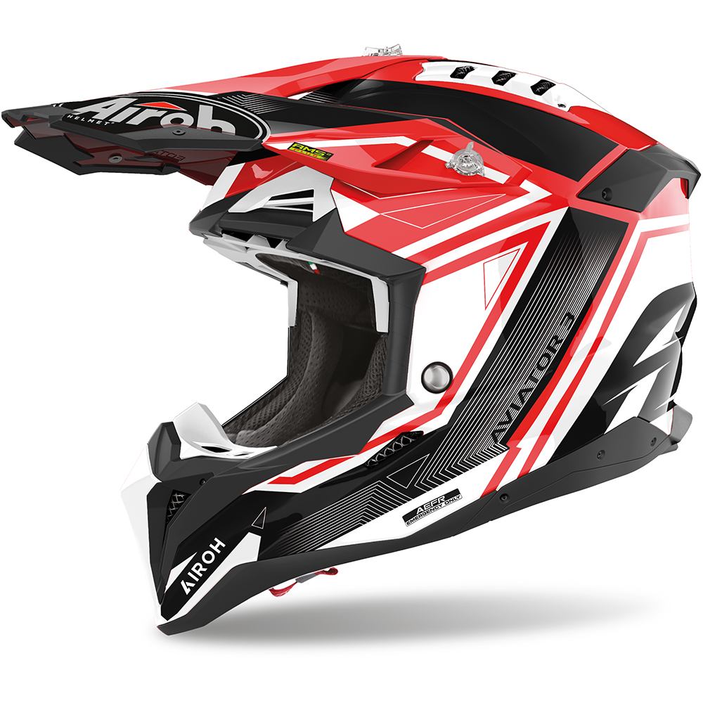 Airoh - Casque Aviator 3 League Noir Brillant / Blanc / Rouge