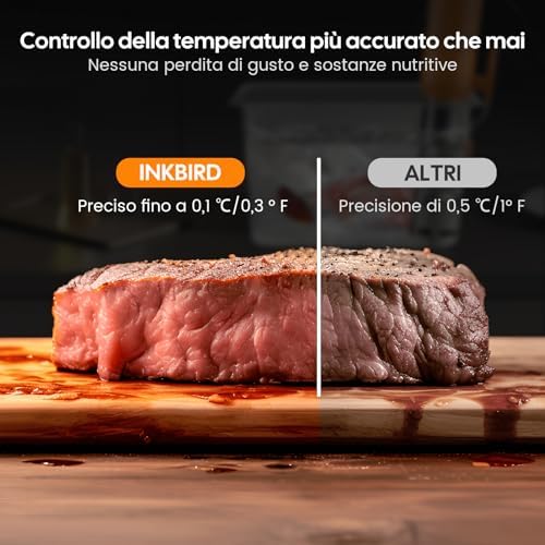 INKBIRD WiFi Thermoplongeur Sous Vide ISV 101W, Cuisson Basse Température 1000W: Écran TFT, Cuisson De Réservation App, Protection Du Niveau D'eau, Avertissement De Température, 0℃~95℃, Réglable 0,1℃ : Cuisine et Maison