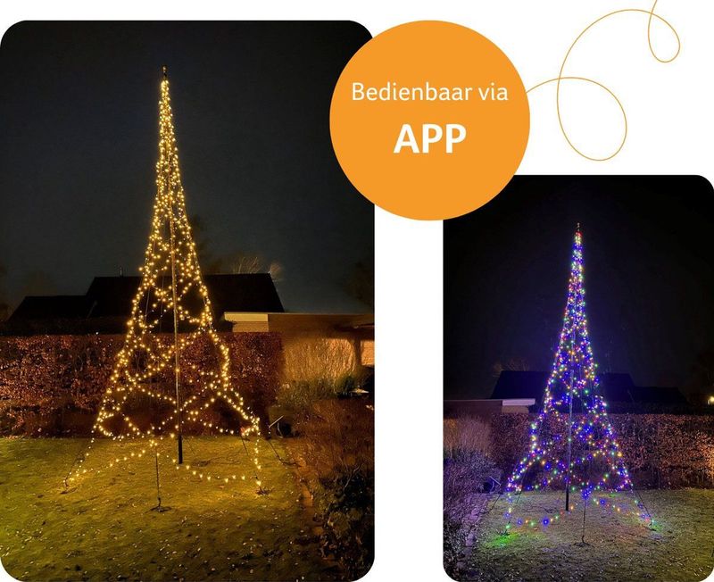 Distri-Cover - Smart Kerstboom voor Vlaggenmast - 6 Meter - 880 Dual LED Verlichting - Warm Wit & Multicolour
