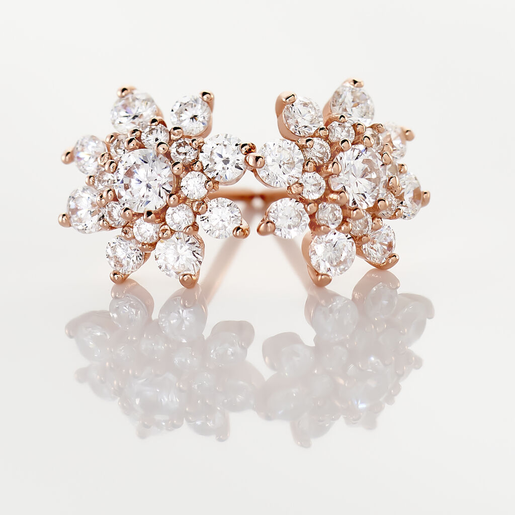 Boucles D'oreilles Puces Lorraine Argent Rose Oxyde De Zirconium