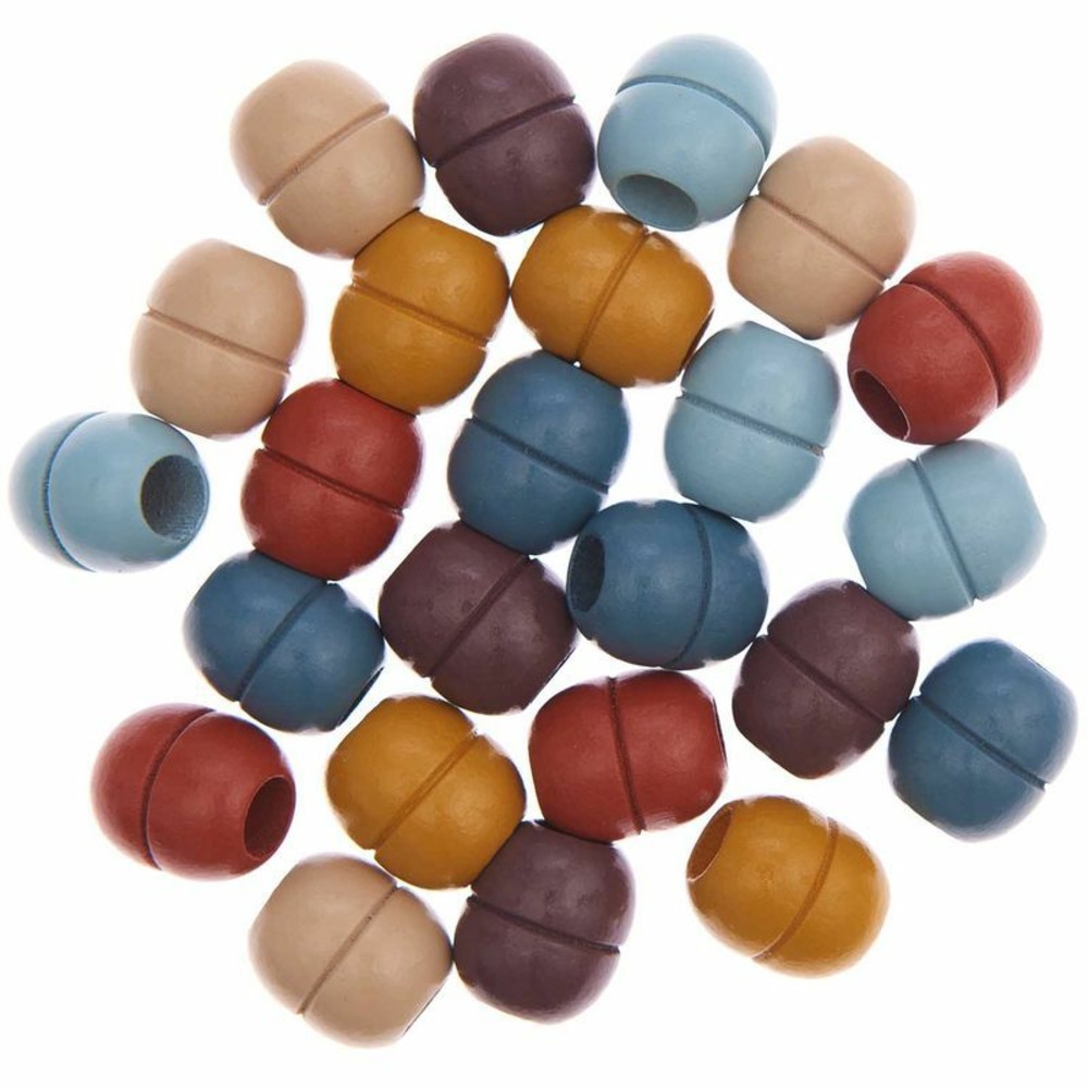 24 perles rondes - bois couleur terre - 22 mm