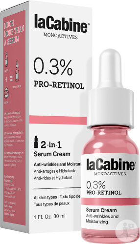 LaCabine Monoactives 0,3% Pro-Rétinol Sérum Crème Flacon Compte-Gouttes 30ml