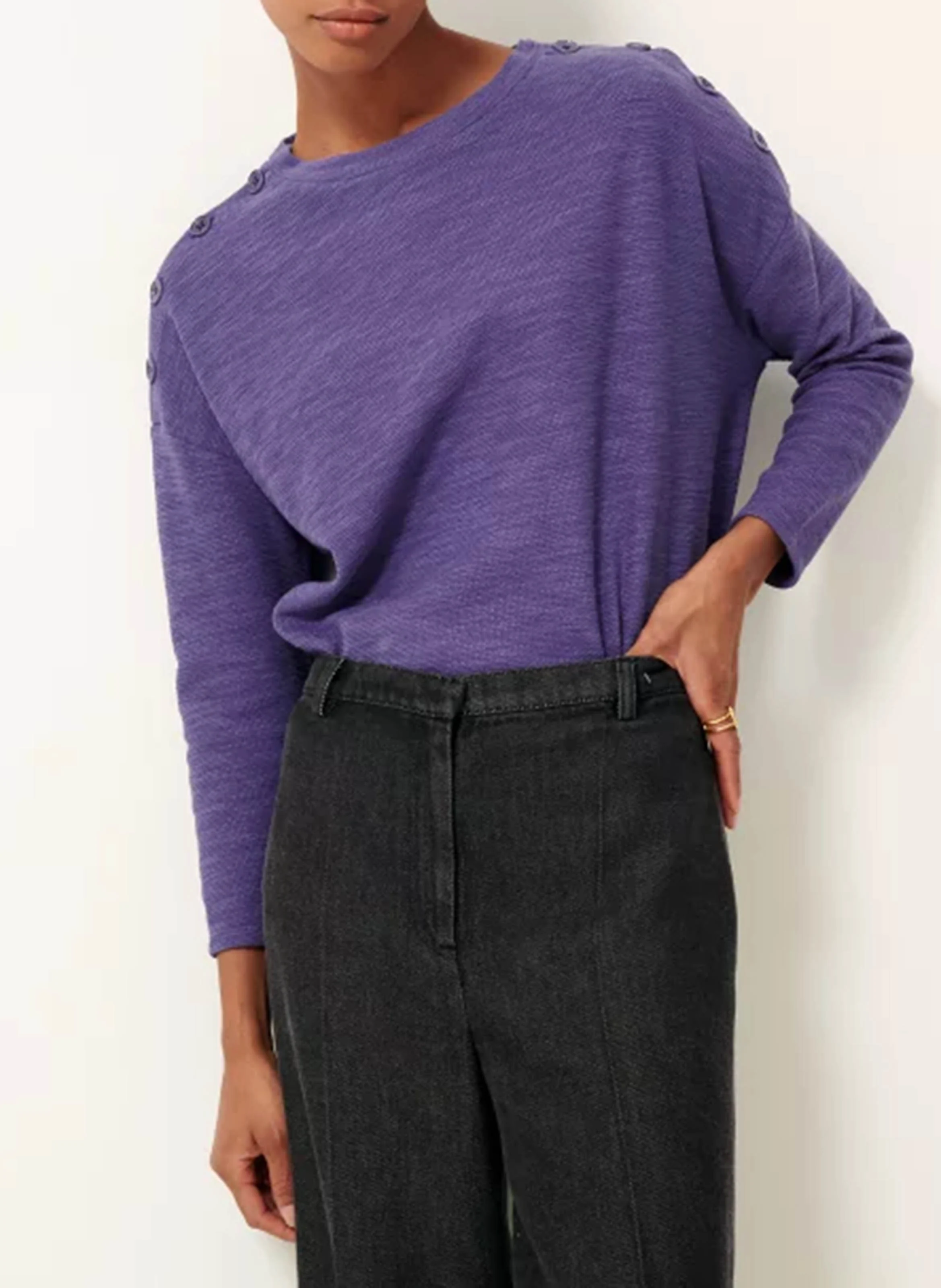 AUSTIN - Pull col rond en coton mélangé | Bleu