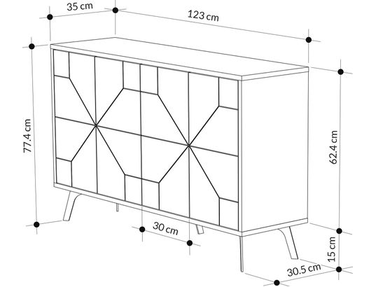 CONCEPT1 - Bahut Dune chene 123 x 35 x 62,4cm