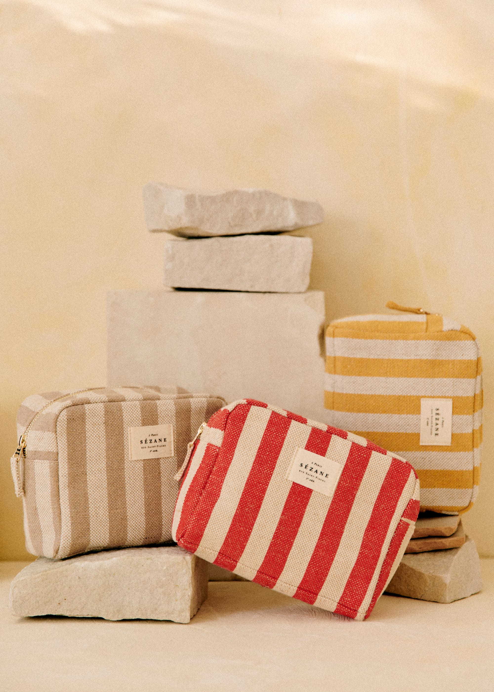 Trousse de Toilette Jute - Rayures Taupes - SACS/NEW SACS Nos Paniers 5906418