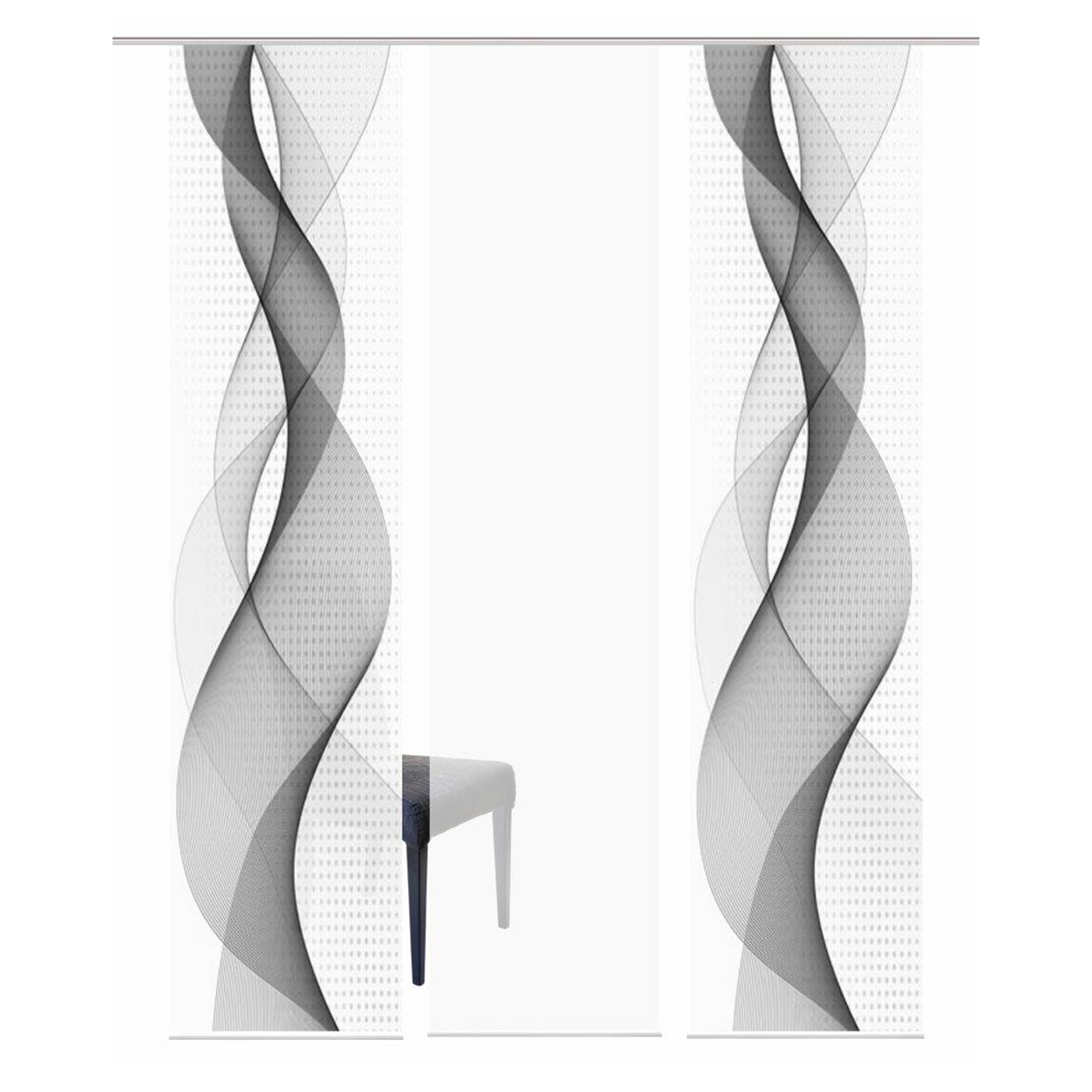 3-teiliges Schiebevorhang-Set OPALIA - grau - je 60x245 cm