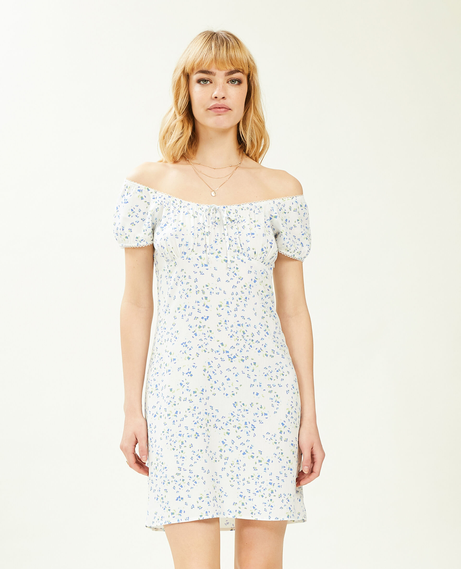 Robe courte avec fronces - Blanc