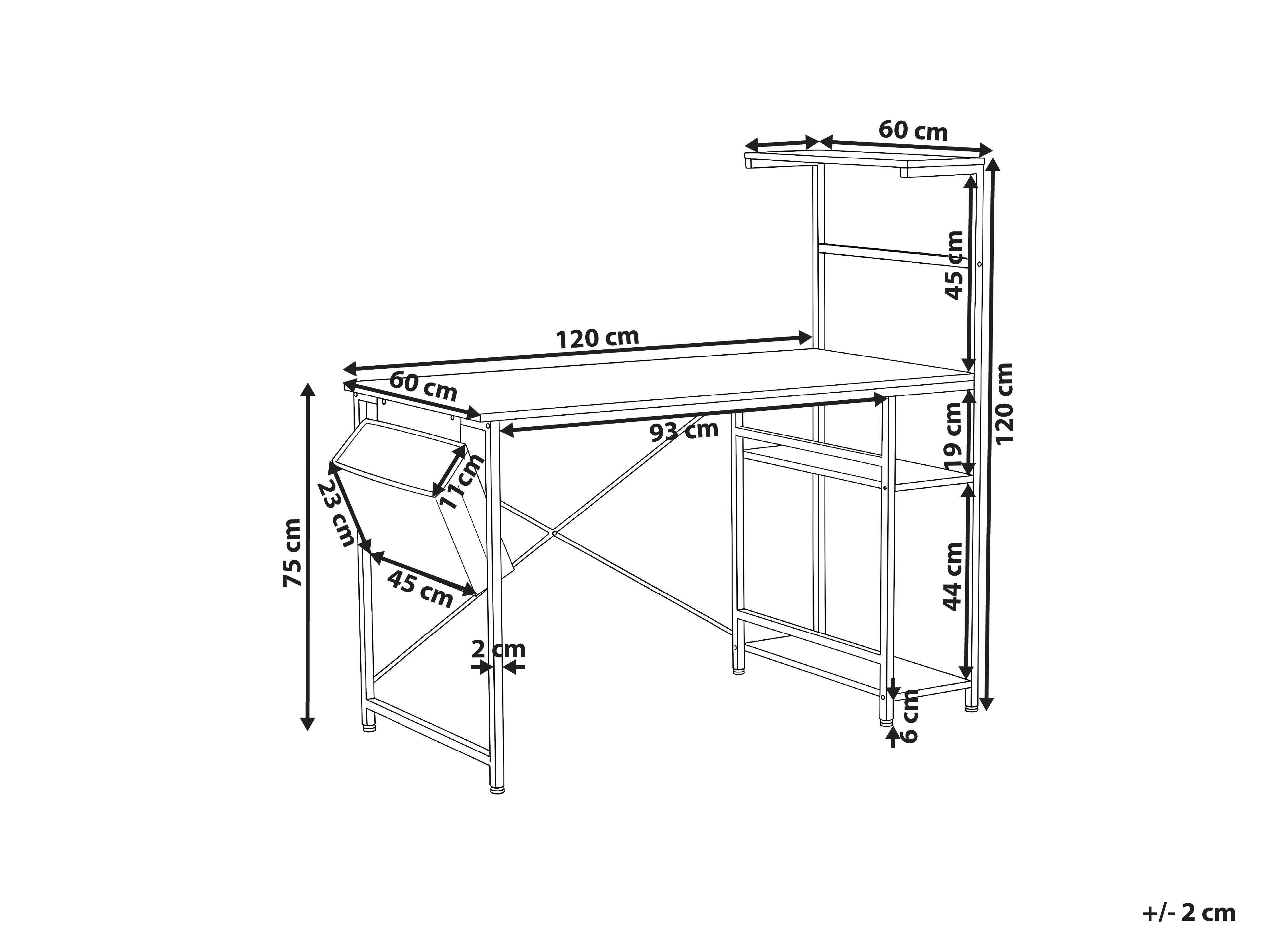 Bureau ARAMINGO Wit 120 cm 60 cm met opbergruimte