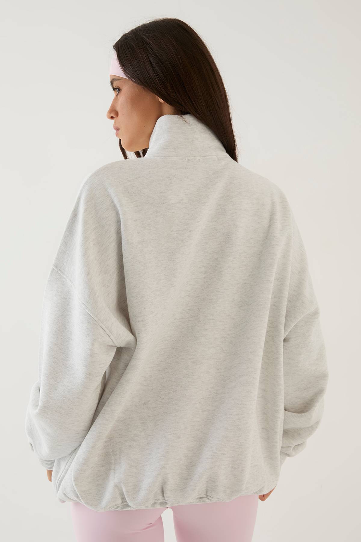 Sweat-shirt Oversize Demi-zip Dsgn Studio Avec Appliqué Vichy