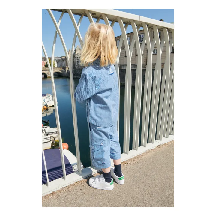 Copenhagen Colors Short Rayé Brodé | Bleu
