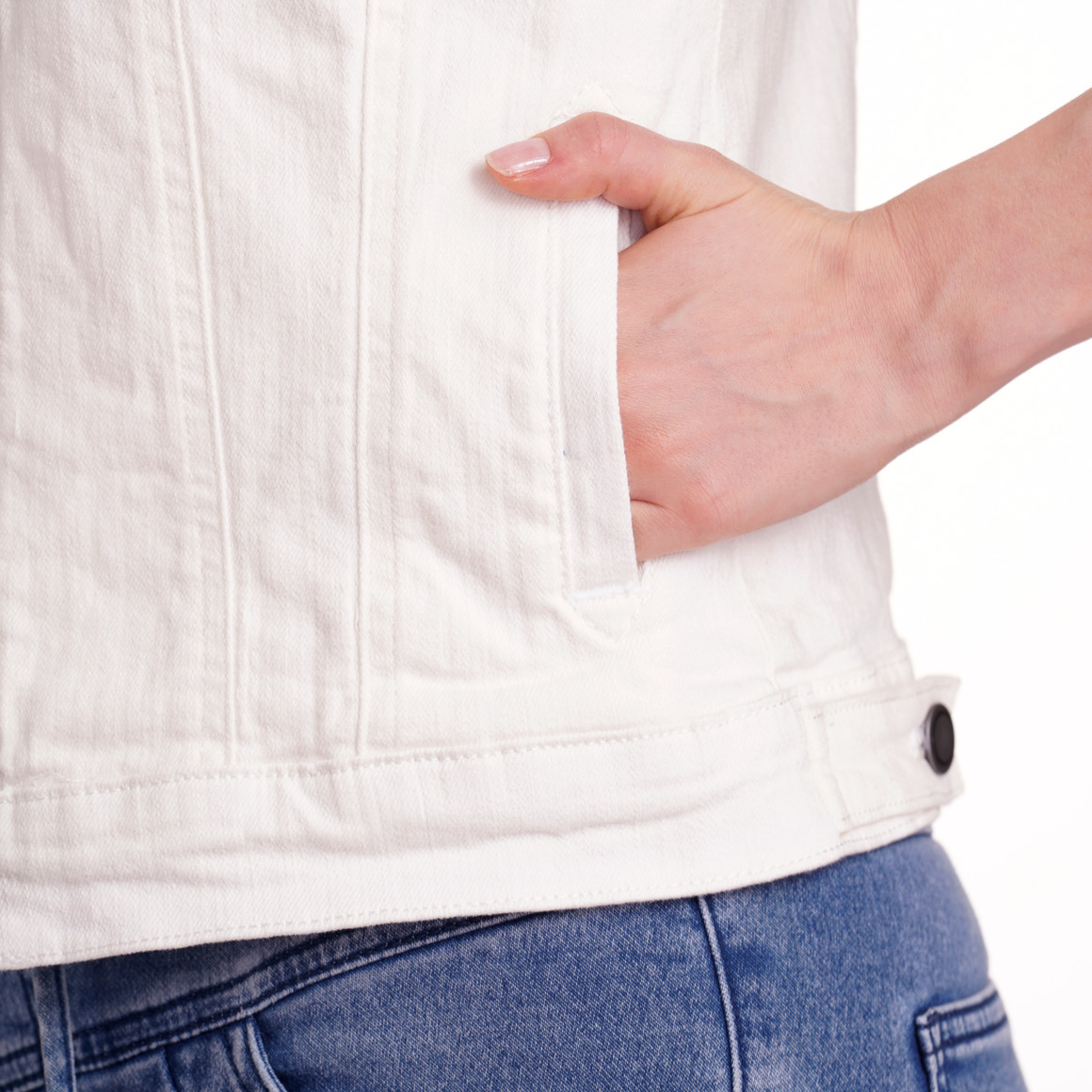 Gina Damen Jeansweste mit vier Taschen weiss