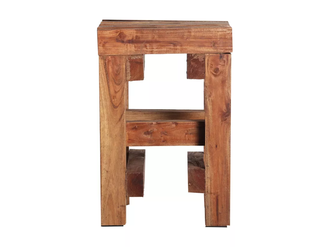 Repose- pied en bois de mahogany marron 30x30x45 cm