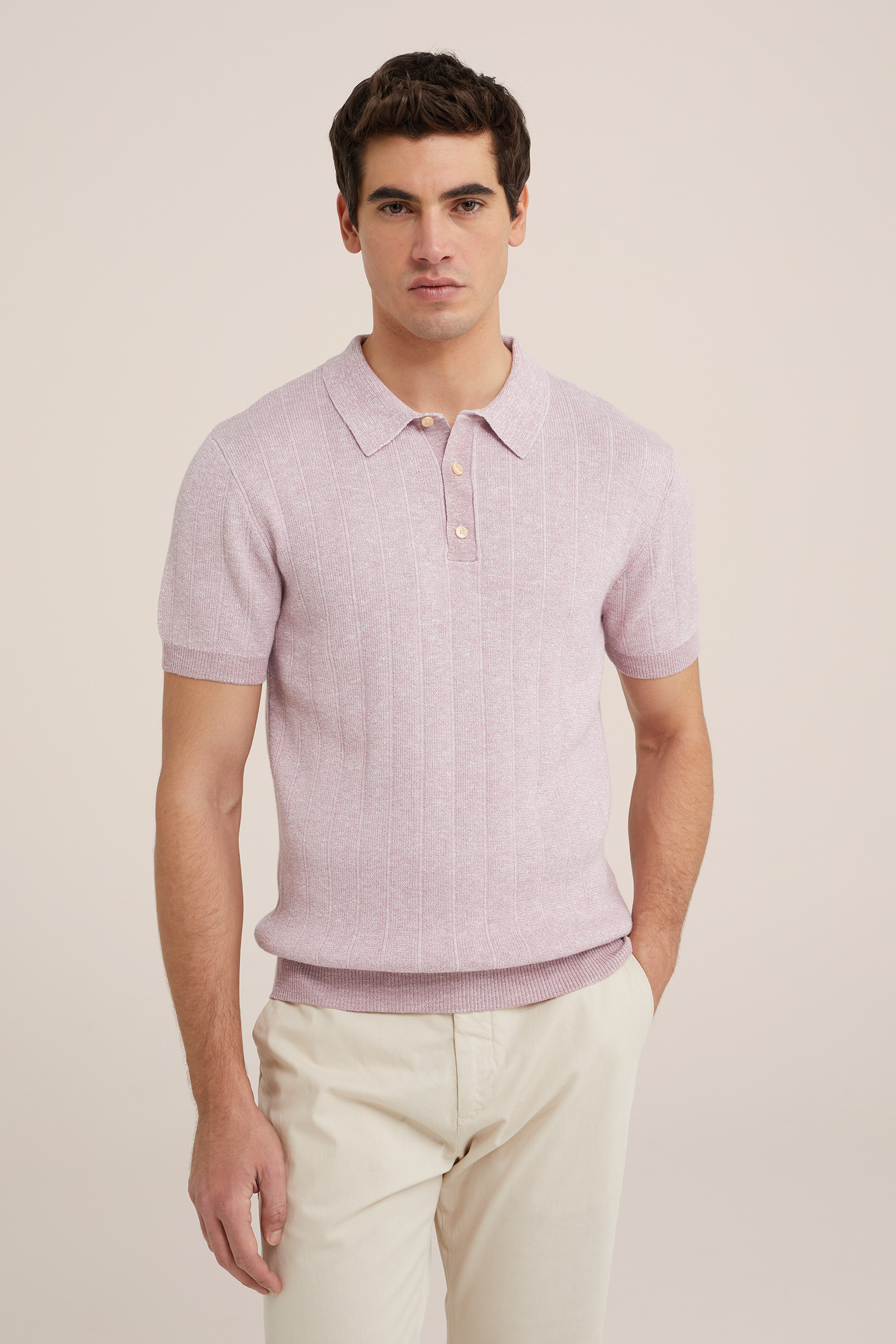 fijngebreide polo Van Gils Aubergine