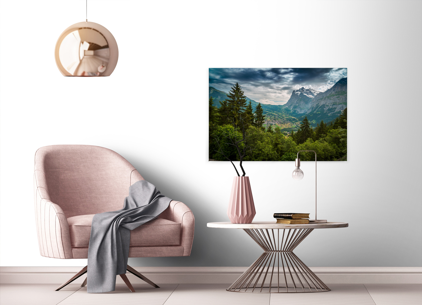 Leinwandbild LANDSCHAFT BERGE - grün - 90x60 cm