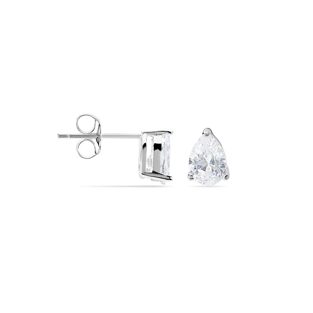 Boucles D'oreilles Puces Clarysse Argent Blanc Oxyde De Zirconium