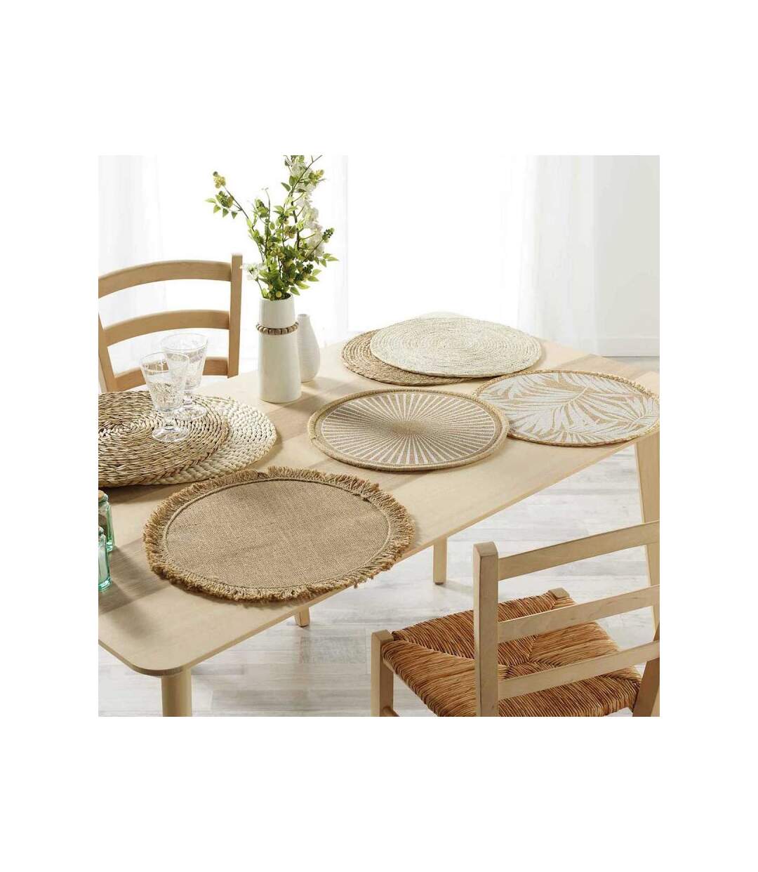 Set de Table Rond en Jute Palam 38cm Naturel